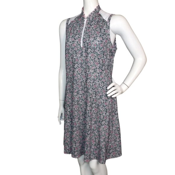 RLX RALPH LAUREN Dress, L, Blue/Pink Floral, Sleeveless, Zip Neck, Activewear - Picture 4 of 15